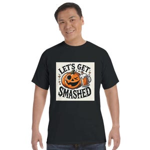 Let's Get Smashed T-shirt | Uniseks zwaargewicht T-shirt met ronde hals | Comfortkleuren C1717 | Halloween-shirt van 100% katoen met vintage look
