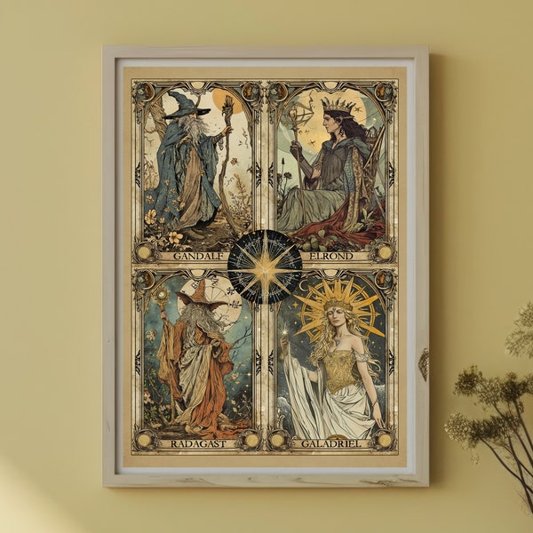 Lord of the Rings Art: Tarot, White Council, Unique Masterpieces for Tolkien Fans, Fantasy, Wall Décor, Home Art, Collectors Item