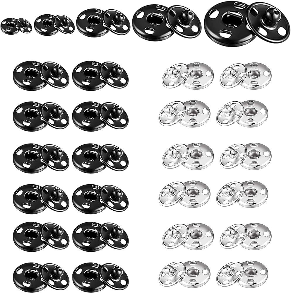 TEHAUX 50 Sets snap Buttons for Clothes Black Button Down Upholstery  Buttons Clothes snap Buttons sew on Snaps Craft Snap Buttons Button Press  Sewing