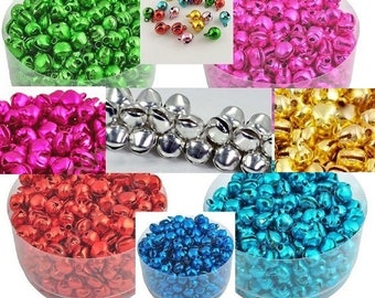 Christmas Bells Colorful Craft Beads Decorative Only (NO JINGLE) 6x8mm 10 Colors