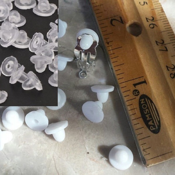 Rubber Clip On Earring Super Soft Cushion Pads Clear or White .20x.30" .20x.25" - 25 Pieces