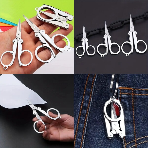 Folding Scissors Stainless Steel Mini Handy Pocket Travel Multi Use 3 Sizes