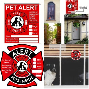 Pet Alert Fire Rescue Safety Emergency Save Pets Sticker 2 Types (No tracking on this item)
