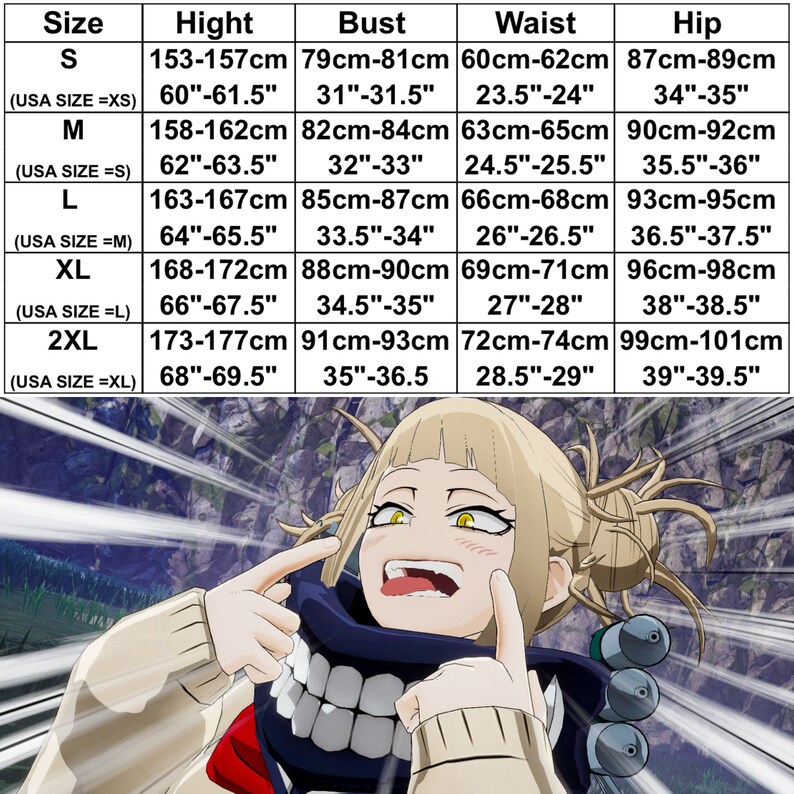 Himiko Toga Cosplay Outfit Halloween Anime Uniform Sailor JK Costumes ...