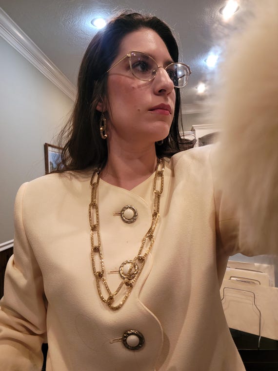 Goldtone Chain Link Mesh Interlocking Oval Statem… - image 1