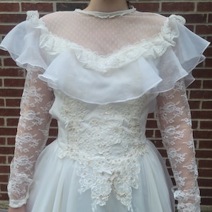 Victorian Pride And Prejudice Ruffle Lace Vintage Wedding Dress image 9