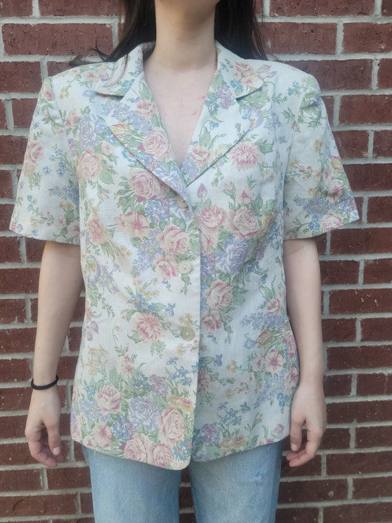 Floral Cottagecore 80s Countryside Blouse - image 1