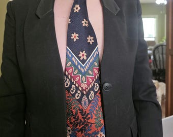 Silk Bolgheri Made in Italy Paisly Tropical Floral Tie, vintage