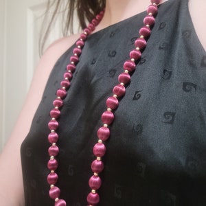 Wine Fabric Thread Tudor Inspired Beaded Necklace