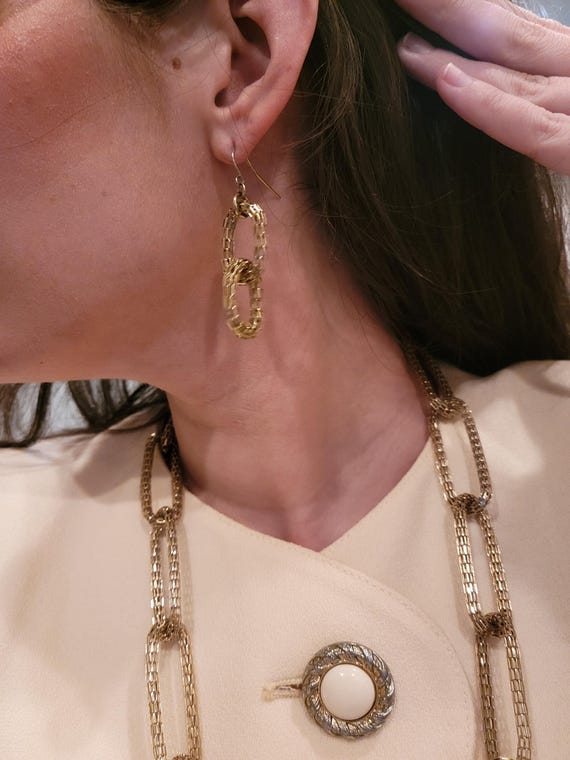Goldtone Chain Link Mesh Interlocking Oval Statem… - image 3