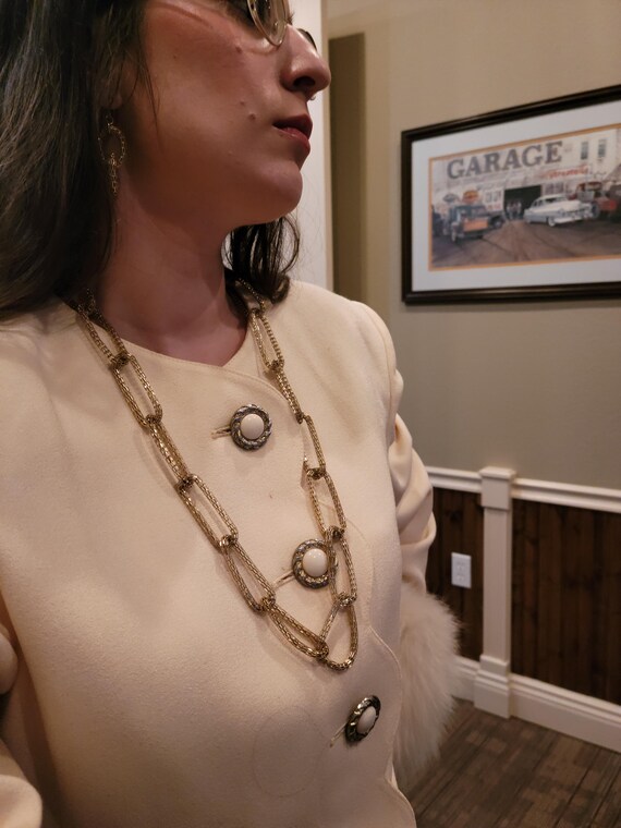 Goldtone Chain Link Mesh Interlocking Oval Statem… - image 2