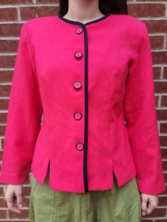 Leslie Fay Barbiecore Hot Pink Slit Vintage Blazer - image 1