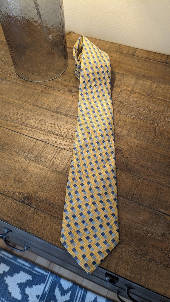 Barneys New York Yellow and Blue Necktie, Silk - image 1