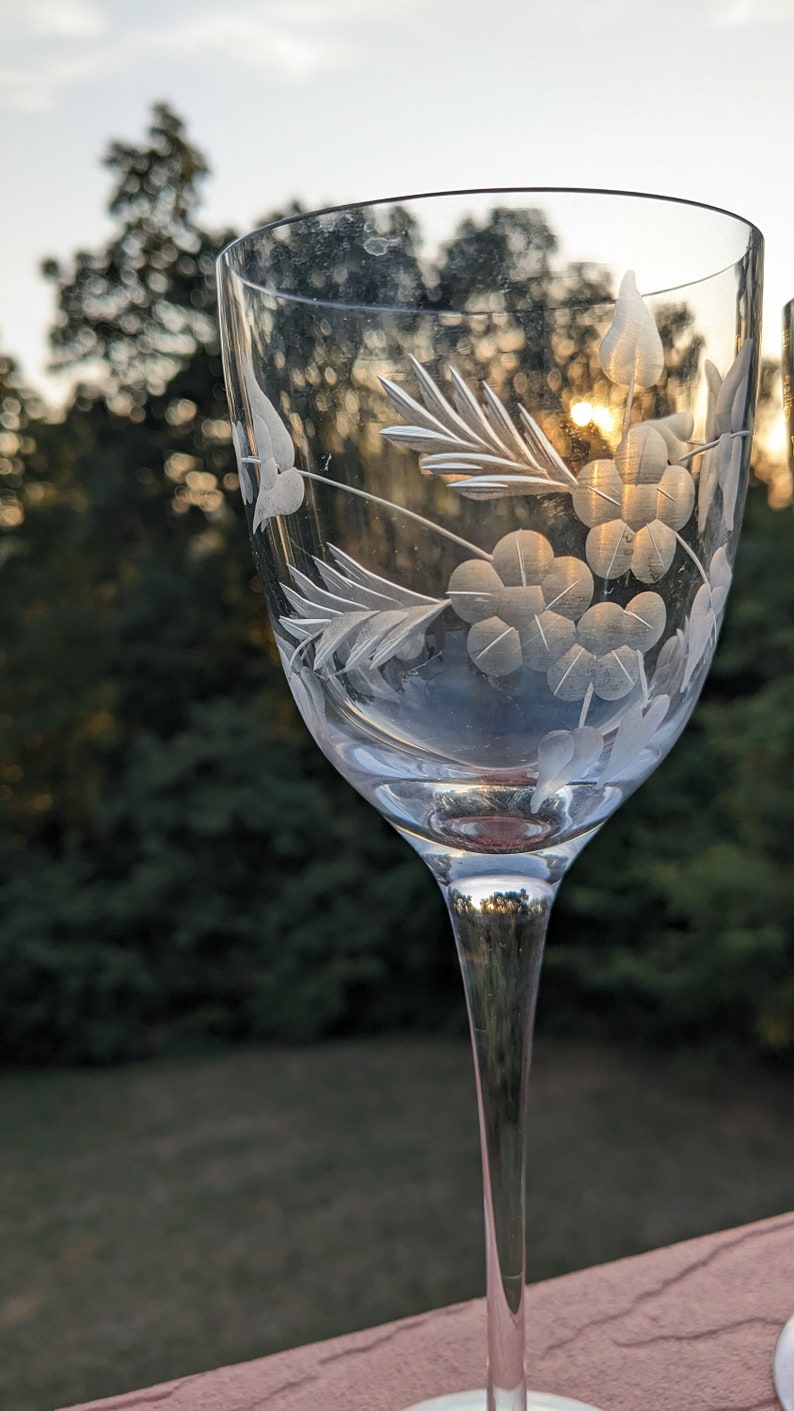 Romanian Etched Wine Glasses Etsy