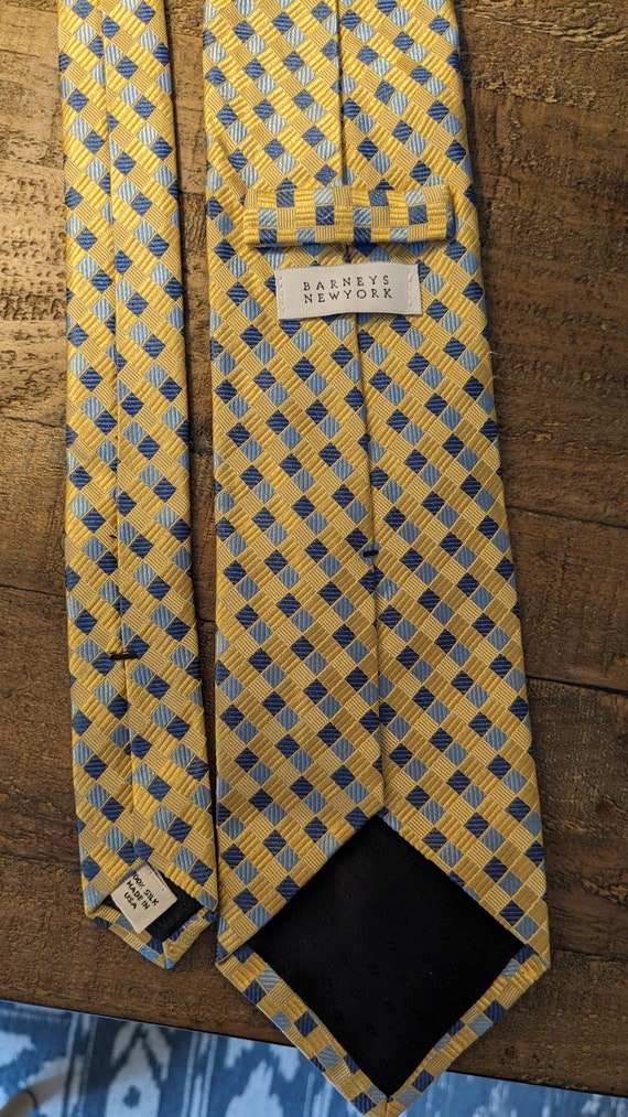 Barneys New York Yellow and Blue Necktie, Silk - image 2