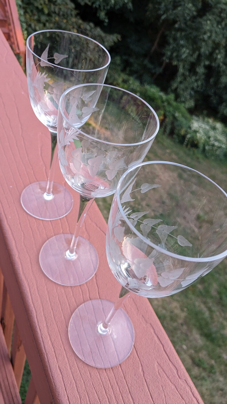Romanian Etched Wine Glasses Etsy
