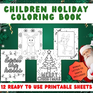 Children Christmas Coloring Book, Digital Print Christmas, Classroom Holiday Print, Children Holiday Activity, Kids Christmas, K-5 Coloring