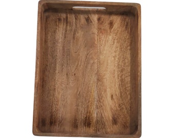 Bandeja rectangular de madera de mango, tabla de servir de madera natural, bandeja de té, bandeja de café, bandeja de postre, bandeja de café, bandeja de té, platos para servir