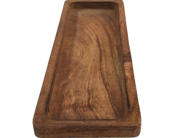 Bandeja rectangular de madera de mango, tabla de servir de madera natural, bandeja de té, bandeja de café, bandeja de postre, bandeja de café, bandeja de té, platos para servir