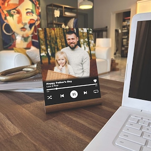 Personalized Song Plaque: Photo & Text on Acrylic with Wood Stand