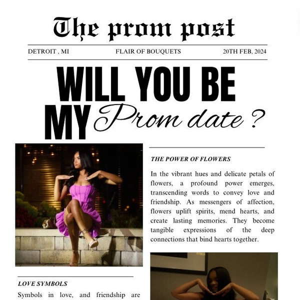 Canva Editable Newspaper template / The Prom Post