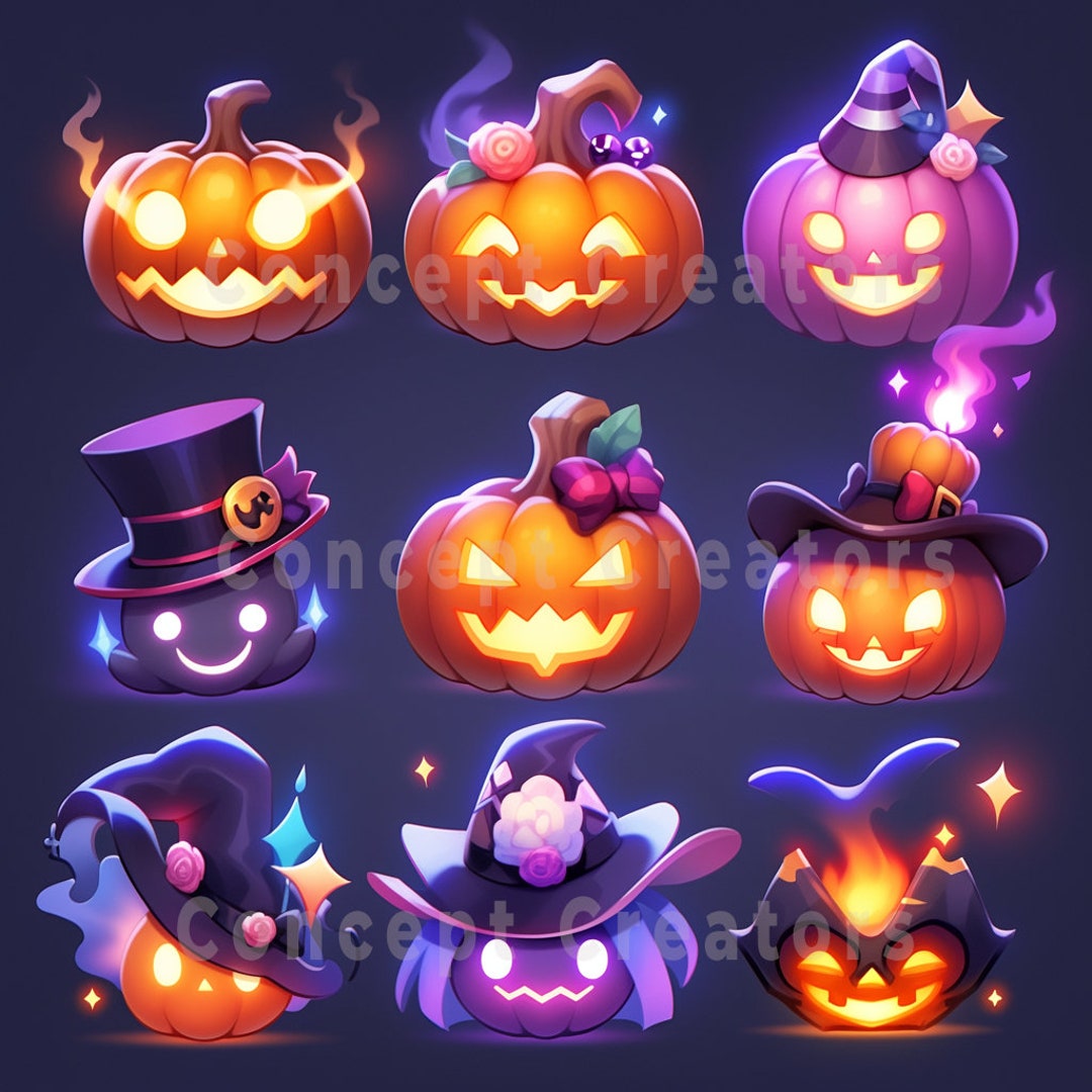 Halloween EMOJIS 9 Unique Pngs Twitch Emotes Discord Youtube Cute