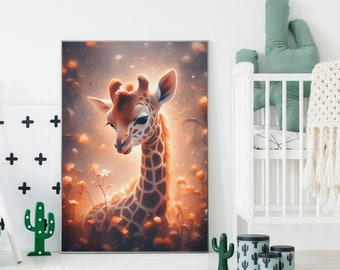 Baby Giraffe Nursery Art - High-Quality PNG - Multiple Sizes - Perfect Wall Decor for Kids Room, Nursery, Office or Bedroom