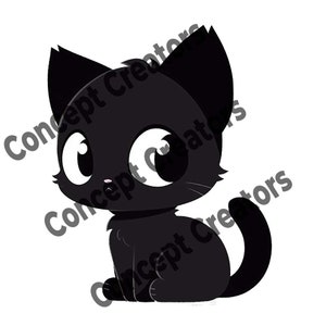 2 Black Kitty Meow Cat Katze Kitten SVG PNG (Instant Download) 