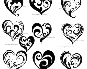 10 Heart SVG Bundle - Heart Png, Heart Dxf, Heart Eps Files Included - Perfect for Cricut, Silhouette, Crafts, and More!