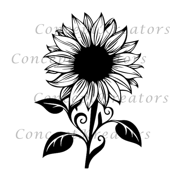 Beautiful Sunflower SVG, PNG, Flower SVG, Sunflower Clipart, Cut file for Cricut, Silhouette, Cameo, Flower png, Clipart
