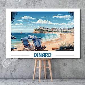Cartel de Bretaña de Dinard / Francia / Cartel de viaje / Art Déco / Cartel Bretaña / Arte de la pared del paisaje / Regalo / Decoración del hogar / Vintage