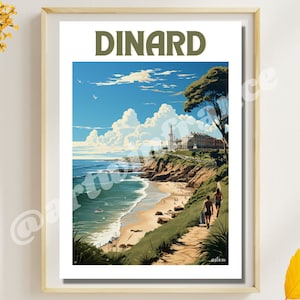 Cartel de Dinard Bretagne / Vintage / Cartel de viaje / Art Déco / Cartel Bretaña / Paisaje Arte de la pared / Regalo / Decoración del hogar / arte de la pared/