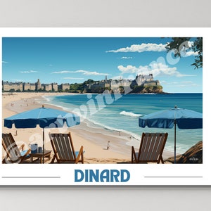 Cartel de Bretaña / Playa / Francia / Cartel de viaje / Art Déco / Cartel Bretaña / Paisaje Arte de la pared / Regalo / Decoración del hogar / Vintage