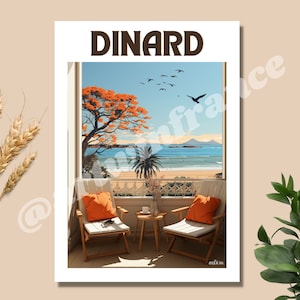 Poster de viagens Dinard Bretagne | Vintage | Poster Poster de viagens | Art Déco | Pôster Bretanha |Presente| Decoração para casa | arte de parede |