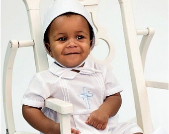 Boys Baptism Outfit | Baby Boy Christening Outfit Embroidered Cross Shortall | Baptism Outfit Boy | Baptism Outfit | Boy Christening Outfit