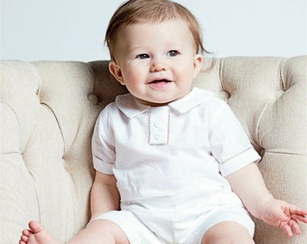 Formal Baby Boy Romper | Boys Baptism Outfit | Baptism Outfit Boy | Boy Christening Outfit | Baby Boy Christening | Boy Baptism Outfit