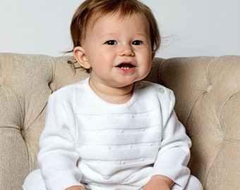 Christening Baptism Elegant White 3 Pc Bris Outfit with Bonnet | Baptism Outfit Baby Boy | Baby Boy Christening Outfit