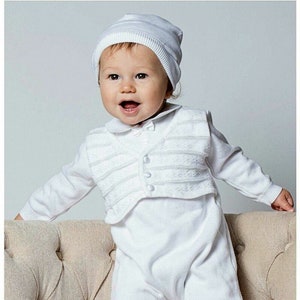 Baby Boy Christening Outfit with attached Vest and Hat | Boys Baptism Outfit | Baptism Outfit Boy | Boy Christening Outfit | Boy Baptism