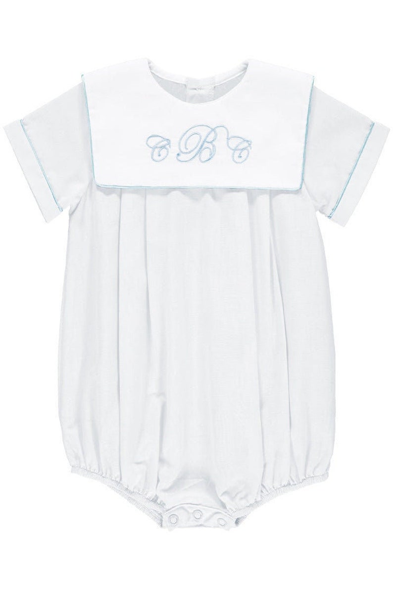 Personalized Baby Boy Classic Monogram Romper | Boys Baptism Outfit ...