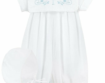 Christening Baptism Long Romper Embroidered Cross Boy Outfit | Boys Baptism Outfit | Baptism Outfit Boy | Boy Christening Outfit