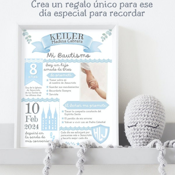 Gift for LDS baptism in Spanish - Template to edit, print and give away - Souvenir for LDS baptism for child - LDS Primary