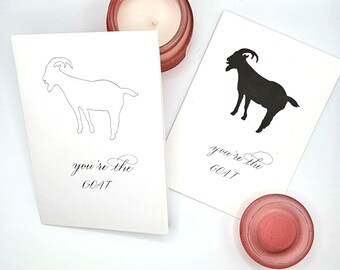 Goat Valentine's Day Card, Handmade Calligraphy Greeting Card, Anniversary, Love, Funny, You're the GOAT (Single card)