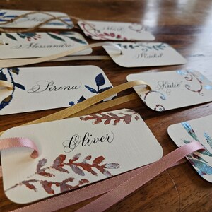 Calligraphy Gift Tags, Winter Colours - Handmade, handwritten, handpainted birthday christmas gift tags - Customisable - Pack of 6 or 10