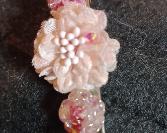 Pink floral hair clip