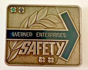 Werner Enterprises Safety Award belt buckle Emerald Sapphire Gemstones AS IS