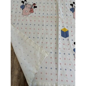 Vtg Disney Dundee Baby Blanket Mickey Minnie Mouse Crib Cotton Satin Edge image 6