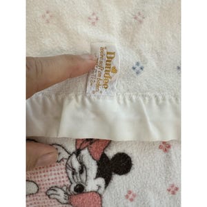 Vtg Disney Dundee Baby Blanket Mickey Minnie Mouse Crib Cotton Satin Edge image 7