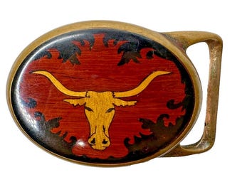 Von West Tech Ether Gilde Blank Longhorn Bull Steer 1970s Vintage Gürtelschnalle