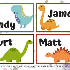 Etichette con nome dinosauro/etichette/identifica/dinosauro/bambino/scuola/etichette da viaggio/stampabile/modello/stampabile/etichette con nome/pacchetto