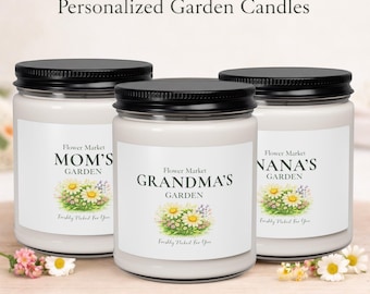 Idea regalo personalizzata con candela floreale, regalo per la mamma, regalo speciale per il compleanno della nonna, regalo speciale per la zia, ricordo per la nonna, design floreale, decorazione per la casa.